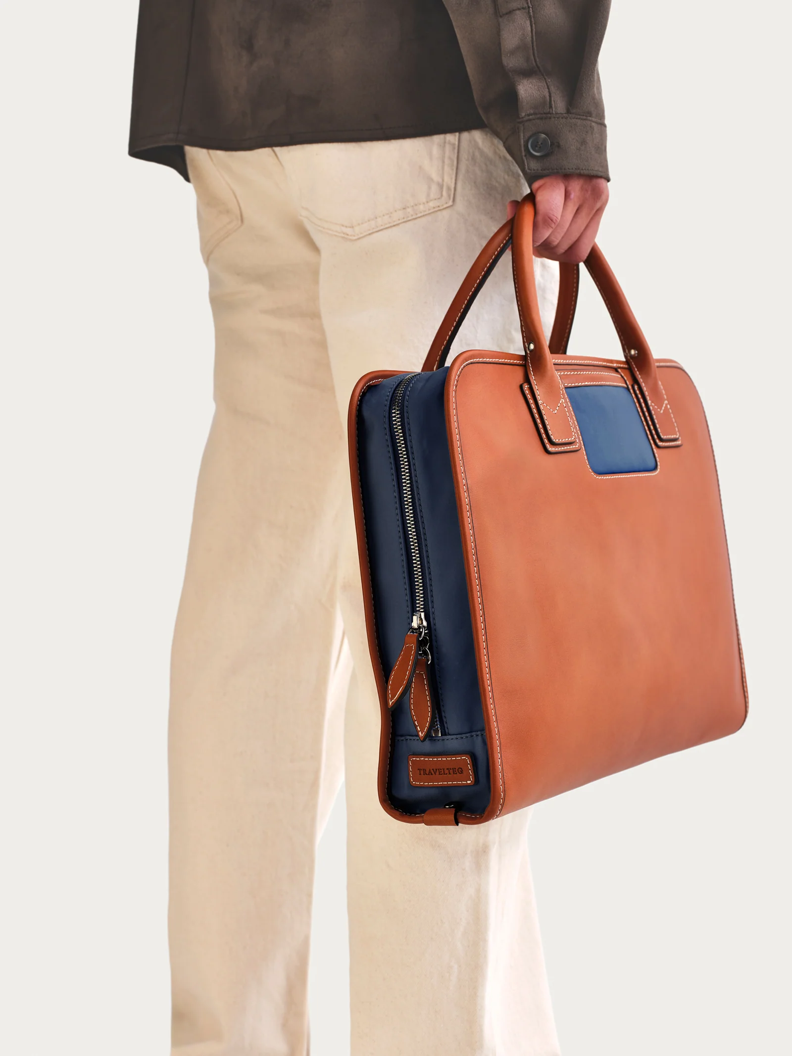 The Briefcase - Cognac/Navy - Image 4