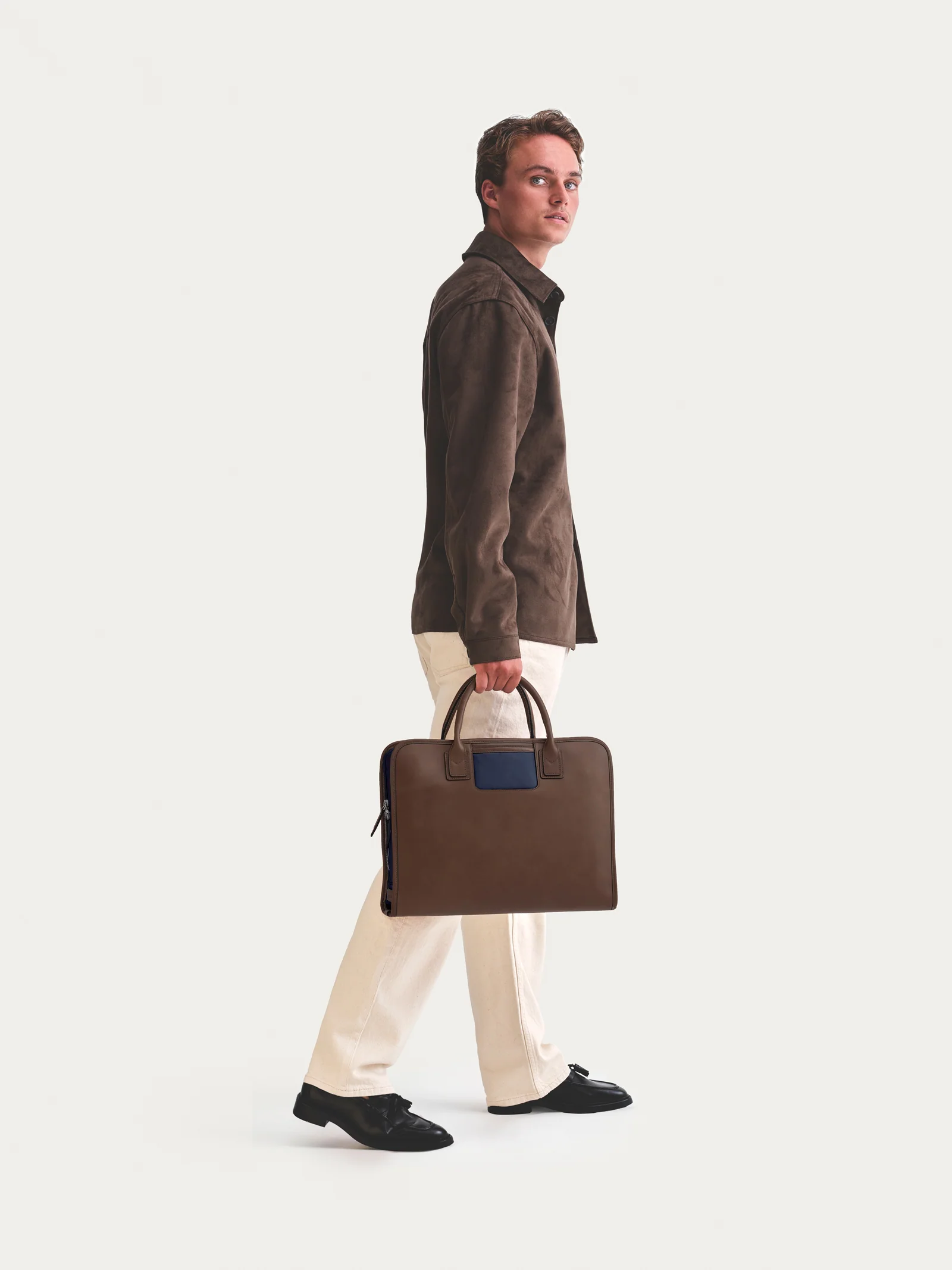 The Briefcase - Espresso/Navy - Image 3